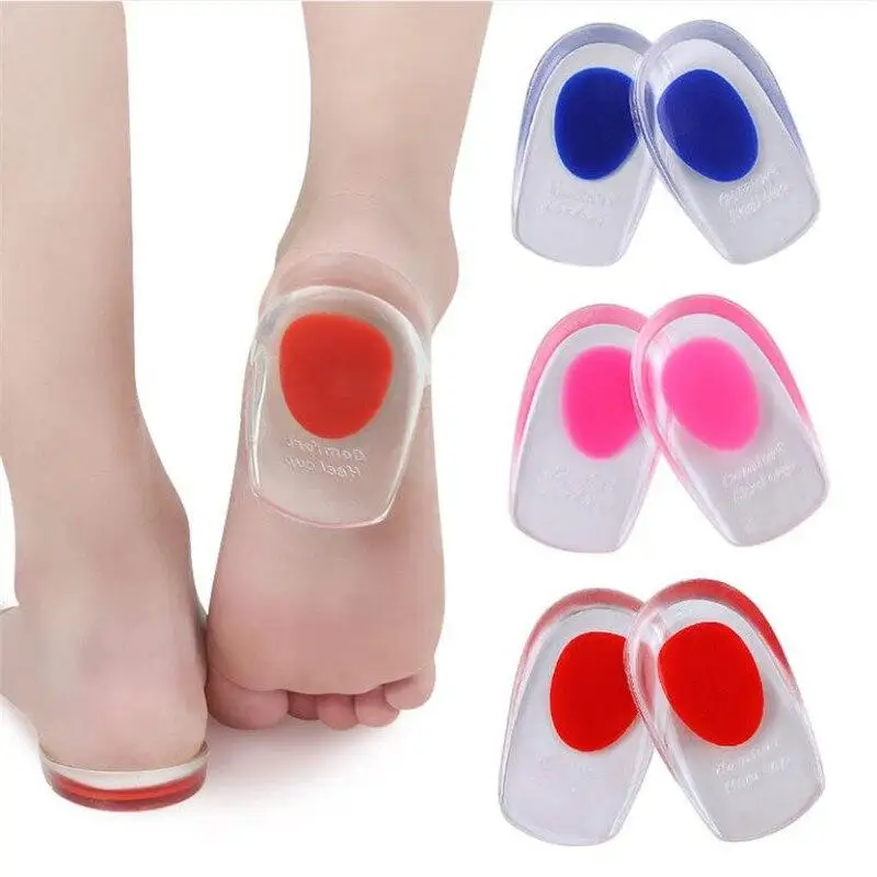 

1pair Soft Silicone Gel Insoles for Heel Spurs Pain Foot Cushion Massager Care Half Insole Pad Height Increase Feet