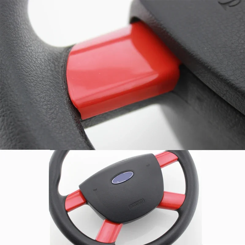 4Pcs/Set Interior Car Steering Wheel Panel Cover Trim Sticker For Ford Focus 2 MK2 2005-2011 Accessories interior mouldings car moulding decoration interior moulding trim strip car styling stickers