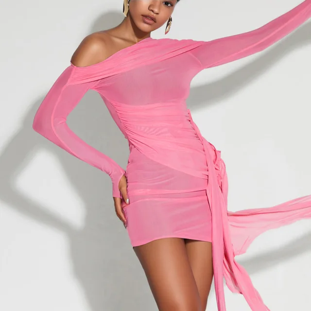 Mesh Ruched Mini Dress 1