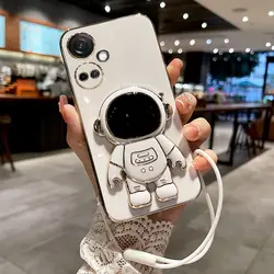 Astronaut Plating Fold Stand Soft Phone Case for Realme 10ProPlus (Yhygs6D White)