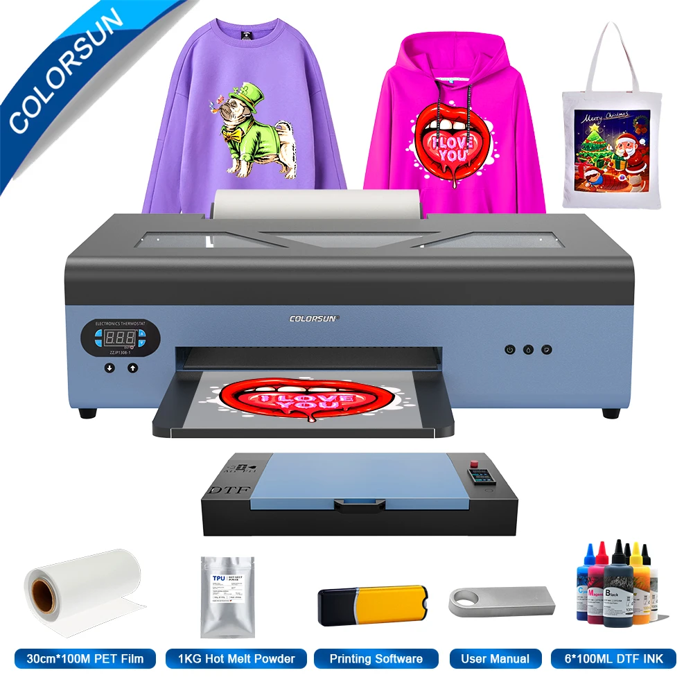 Colorsun A3 DTF принтер для Epson R1390 A3 impresora dtf печатная машина для футболок для всех тканей dtf принтер A3 2023 Новинка