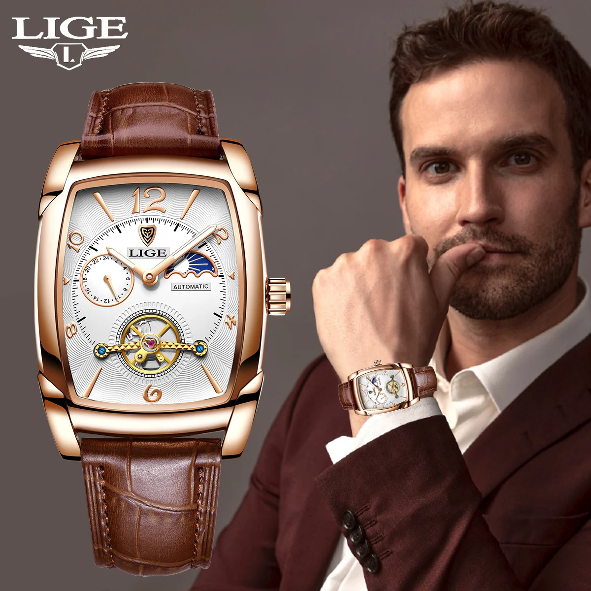 LIGE Men's Automatic Sport Watch