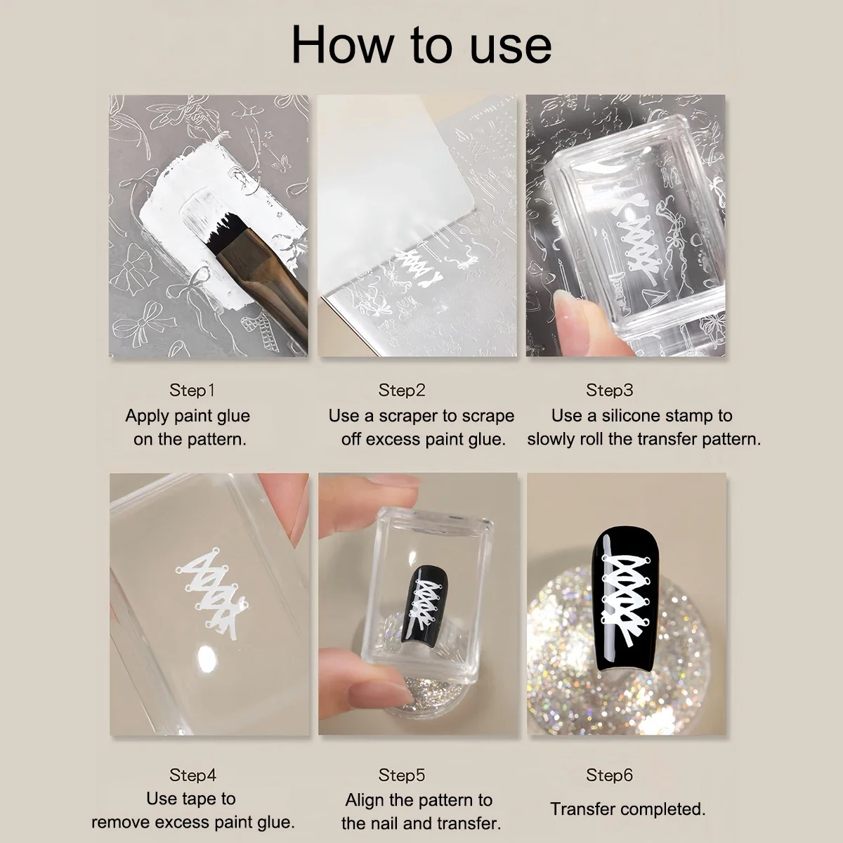 스퀘어 네일 아트 스탬핑 플레이트 키트 프렌치 매니큐어 투명 실리콘 폴리쉬 스텐실 템플릿 씰 스탬퍼 스크래퍼 네일 도구