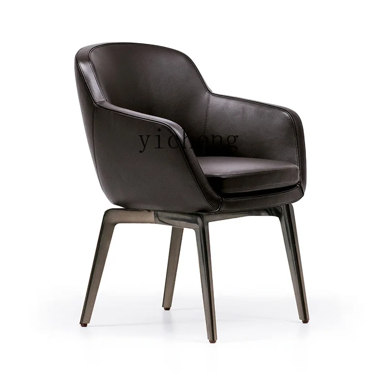 

ZC Italian Fabric Dining Chair Modern Simple Home Backrest Negotiation Chair Imitation Leather Stool