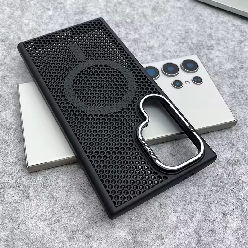 Luxury Breathable Mesh Magnetic Case with Lens Stand and Cooling Shockproof Cover