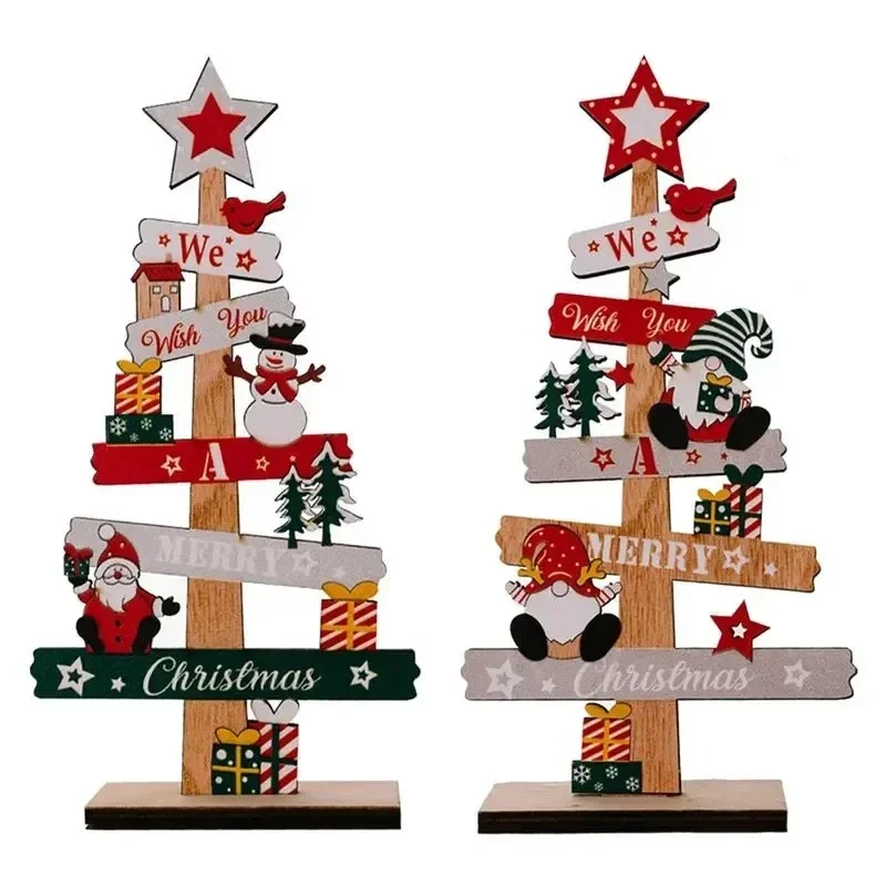 

Christmas Sign Plaque Wooden Christmas Tree Desktop Ornament Santa Claus Merry Xmas Decoration for Home 2024 New Years Noel Gift