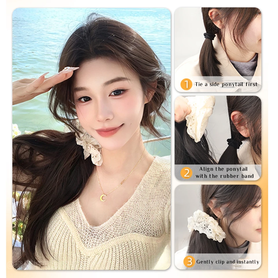 Synthetic High Headtop Flower Bud Ponytail Wig for Women