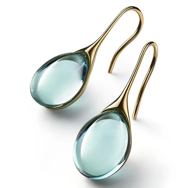 Trendy Women Earrings 8 Colors Delicate Gold Color Inlay Natural Stone Hook Dangle Earrings for Women Wedding Engagement Jewelry dangle earrings drop earrings long earrings golden earrings