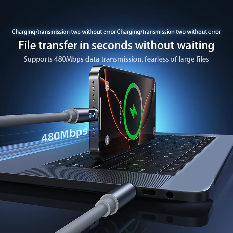รูปสินค้า สายชาร์จเร็ว USB-C พร้อมจอแสดงผล ชาร์จ iPhone Samsung Huawei