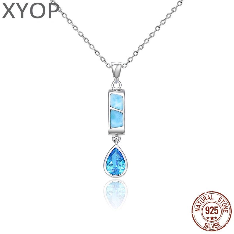 

XYOP 2024 Jewelry 925 Sterling Silver Contrast Stylish Larimar Pear-Shaped Zircon Pendant Customized Wholesale Gift For Women