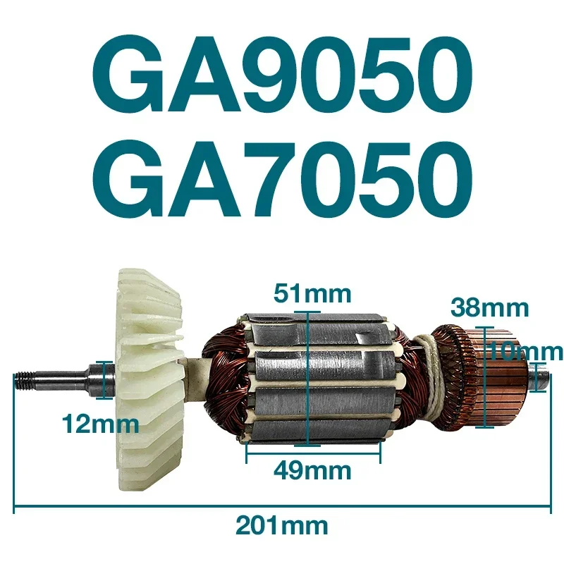 

AC220-240V Rotor Armature for Makita GA9050 GA7050 Angle Grinder Rotor Armature Anchor Accessories Replacement Power Tools