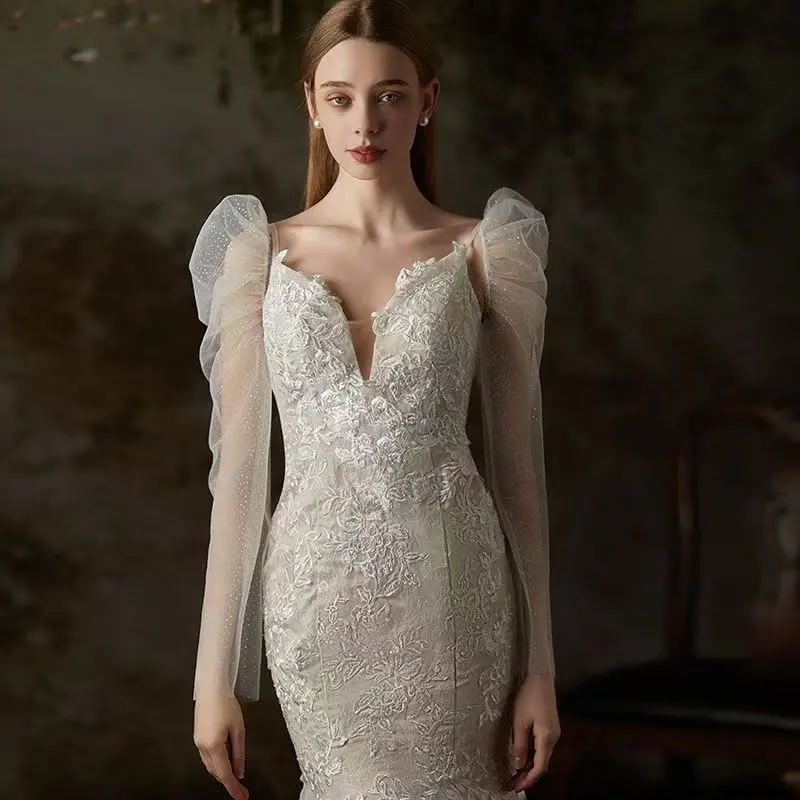 Bridal Sleeves Thin Sleeves Shining Transparent Women's Wedding Party Skirt Accessories Multi Color Long