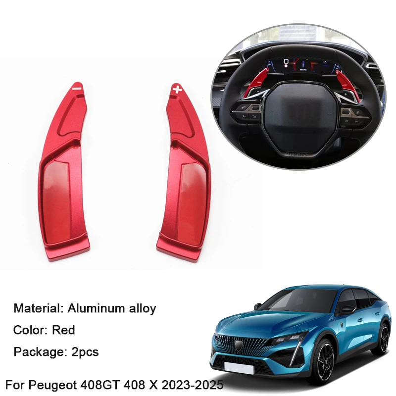 

2pcs Car Aluminum Alloy Sticker Car Steering Wheel Paddle Shifters Sequins Auto Accessories For Peugeot 408 GT 408 X 2023-2025