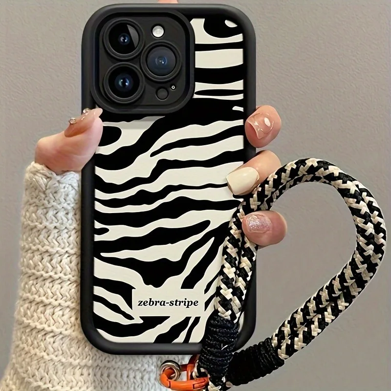 Luxury Stripe Pattern Hang Strap Phone Case - Soft Cover