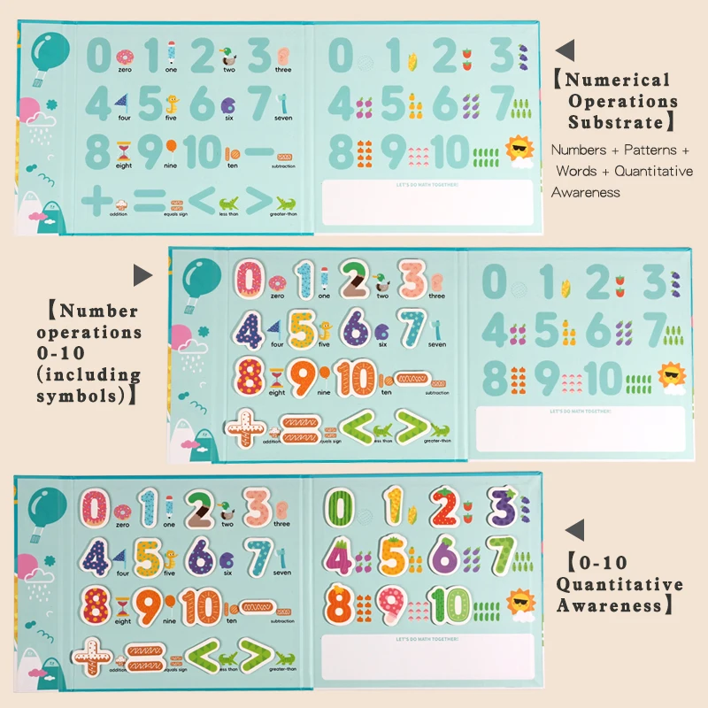 Magnetic Logic Puzzle Cognitive Book for Kids Number Operations Math Skills Educational Toy STEM Learning Magnetic Stickers