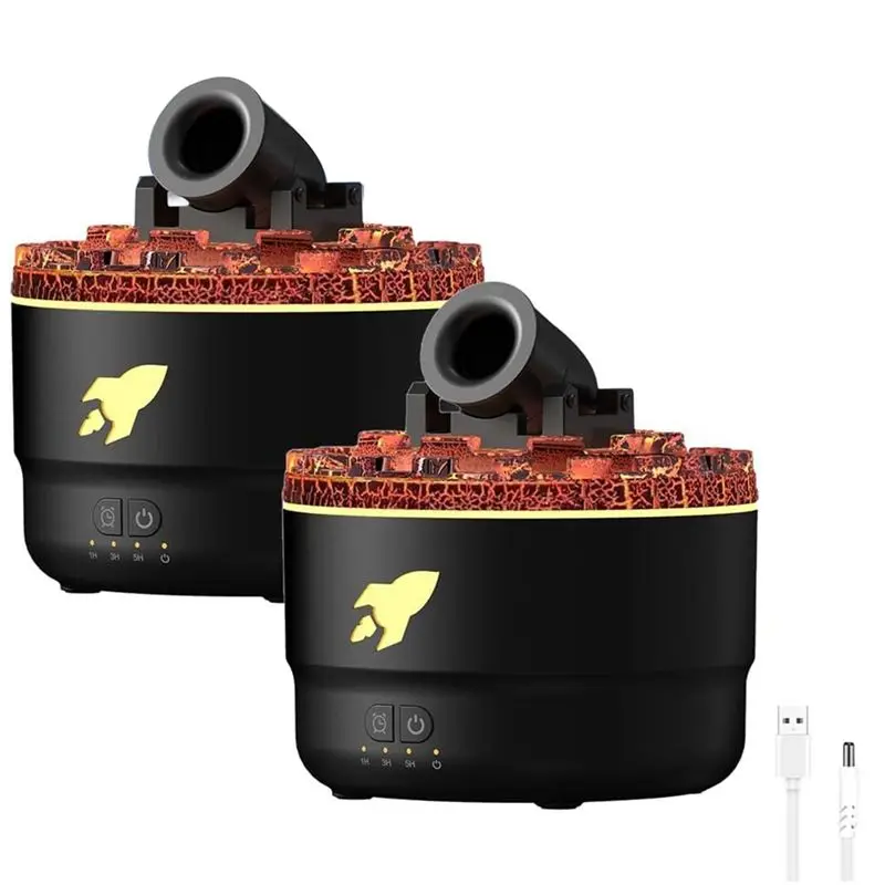 A50F-2PCS 미니 캐논 가습기 아로마 디퓨저 2가지 모드 7색 LED 타이머 및 조절 가능한 설정 터렛 가습기 B