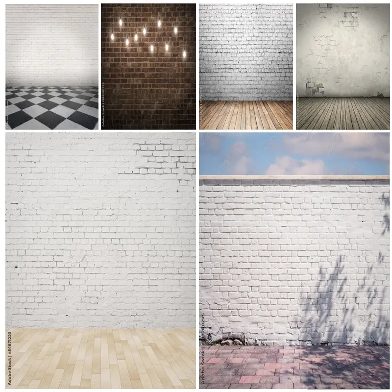 

SHUOZHIKE Vintage Brick Wall Wood Floor Photography Backdrops Portrait Photo Background Studio Prop ZXX-14