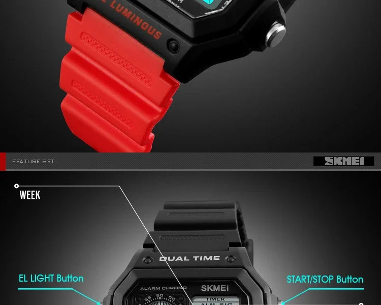 SKMEI 1299  Alarm Male Digital Watch reloj hombre Outdoor Sport Watch Fashion Men PU Strap Multifunction Waterproof Watches