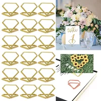20/10/5pcs Diamond Shape Metal Memo Holder Table Placecard Holder Photo Clip Card Stand Wedding Table Number Holder Stands 2