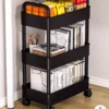 Household Multi-layer Small Cart Storage Rack Floor To Floor Kitchen Bedroom Bathroom Storage Rack Storage Rack With Wheels 5