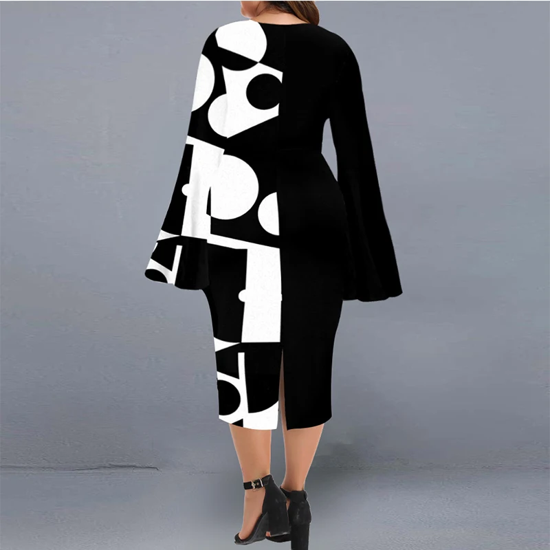 Women Plus Size Dress Sexy Fashionable Flare Sleeve X-shaped Party Dresses Ladies Trend Club Corset Elegant Midi Irregular Robe
