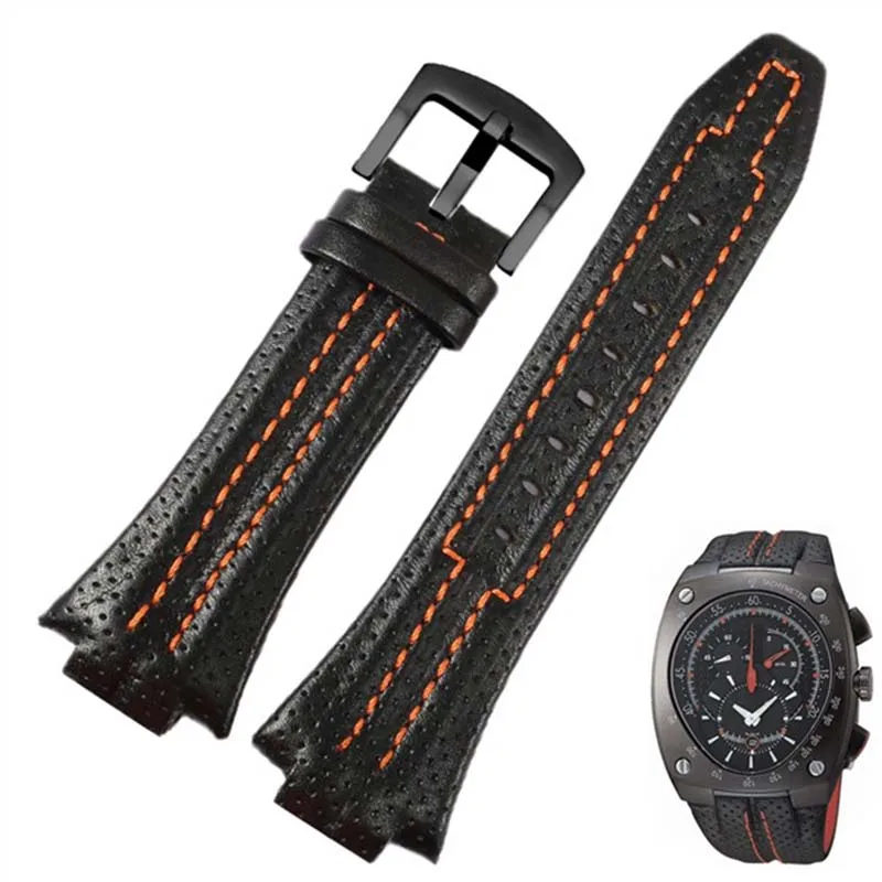 

Ремешок для часов Seiko Sportura series SNL017 7L22 SNA595P2, выпуклый браслет из натуральной кожи черного и оранжевого цвета, 27 х15 мм