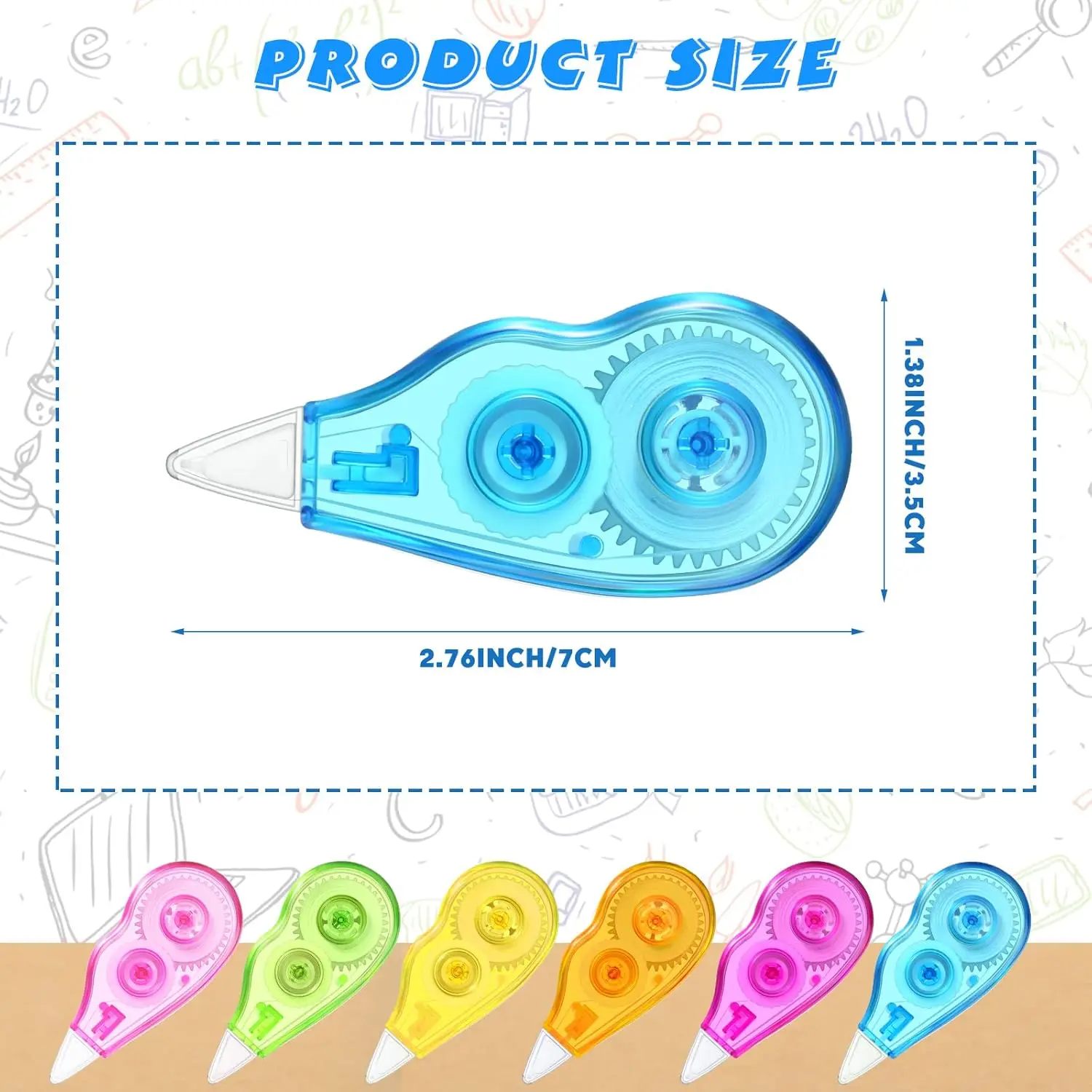 6pcs Mini Correction Tape for Instant Correction School Office Supplies (Rainbow) correction tape