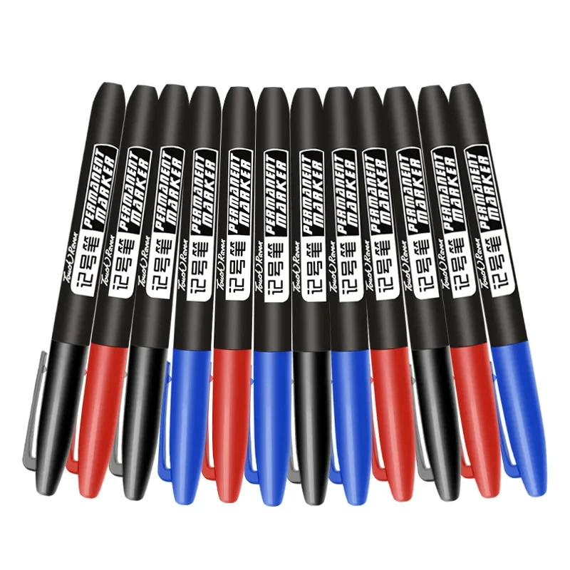 1/2/3pcs 영구 마커 펜 방수 잉크 파인 포인트 블랙 블루 레드 오일 잉크 1.5mm 라운드 토 파인 컬러 마커 펜