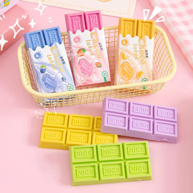 Novelty Candy Color Chocolate Rubber Eraser Kawaii Erasers Office School Supplies Stationery Kids Students Cool Prizes