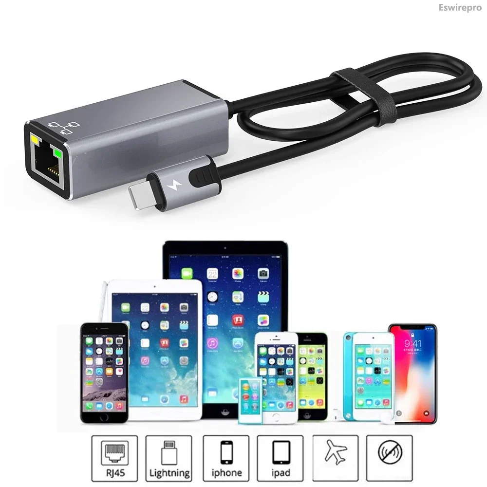 Internet RJ45 Ethernet LAN Network Adapter 20W with Charge Adapter Port For Lightning iPhone 14 13 12 11 8 7 6 5 /iPad/iPod usb port adaptor cable converter