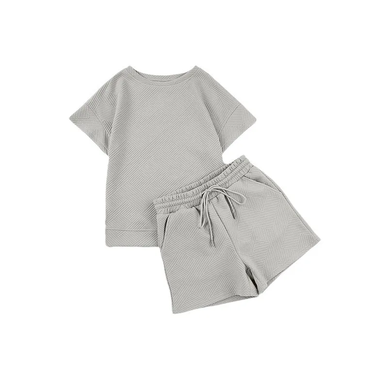 2024 Spring Summer New Short Two Piece Set For Women Solid Color Simple Style T Shirt Shorts Sets Fashion Casual Ladies Clothing