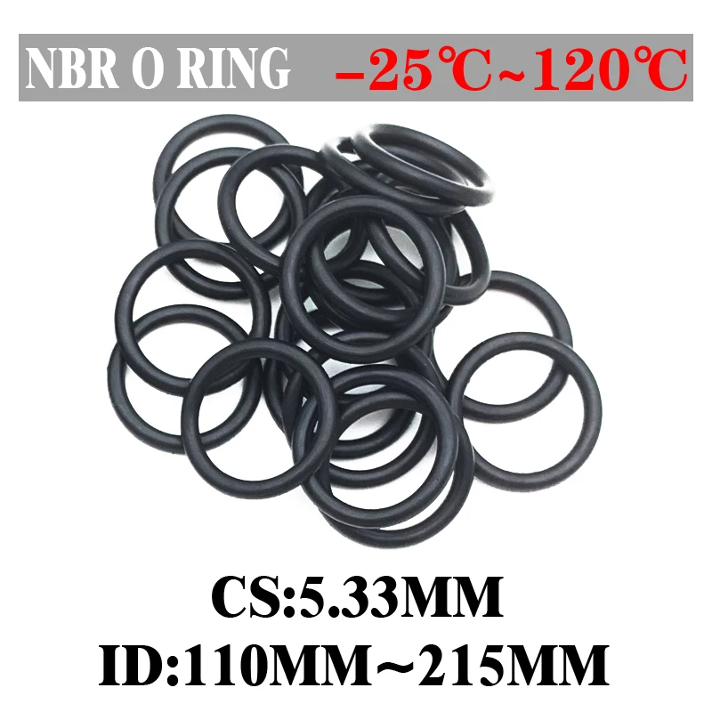 

1pcs NBR O Ring Seal Gasket CS 5.33mm ID 110~215mm Automobile Nitrile Rubber Round Shape Washer Corrosion Resist Sealing Gaskets