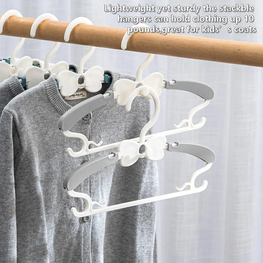 50Pack Adjustable Plastic Hangers for Closet Organization: SpaceSaving Cascading Hangers for Baby and Infant Clothes Ideal for