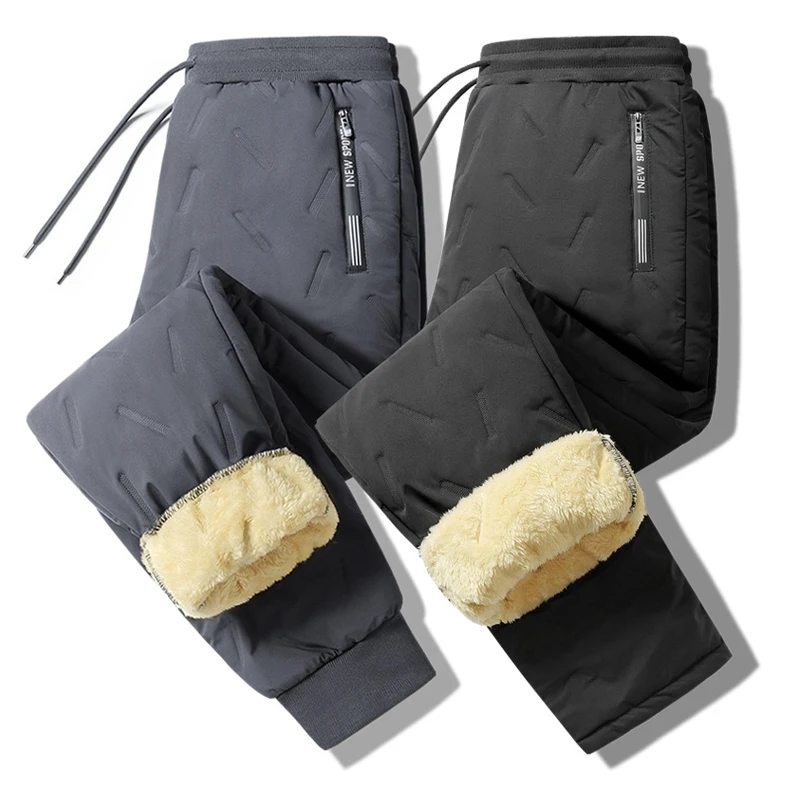 

Warm Fleece Joggers, Men's Casual Loose Fit Waist Drawstring Pants for Fall Winter Outdoor Activities