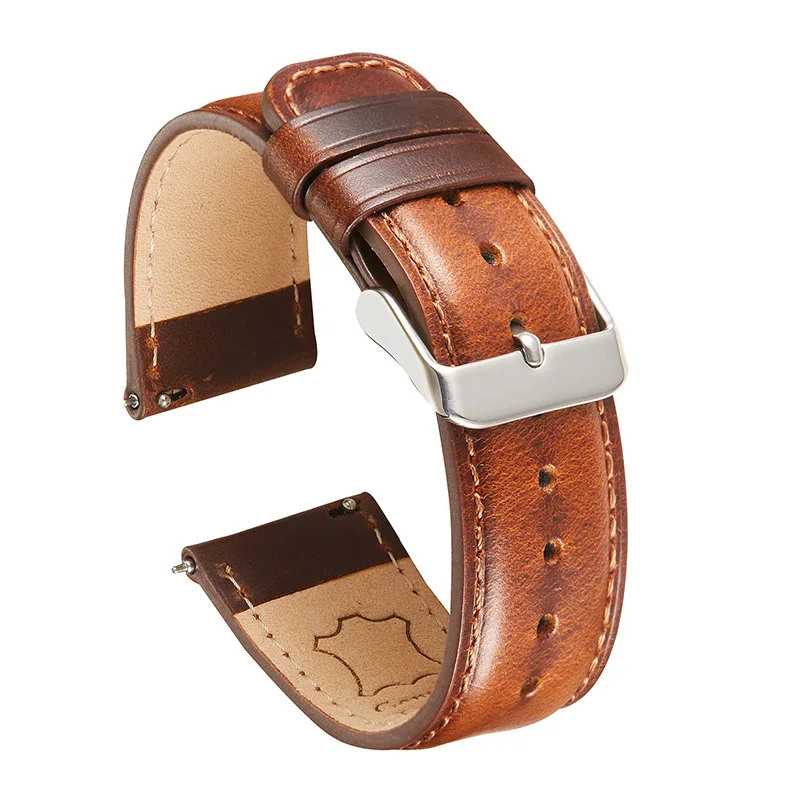Cinturino Orologio Uomo In Pelle Morbida - Sgancio Rapido 20mm 22mm - Marrone - Universale