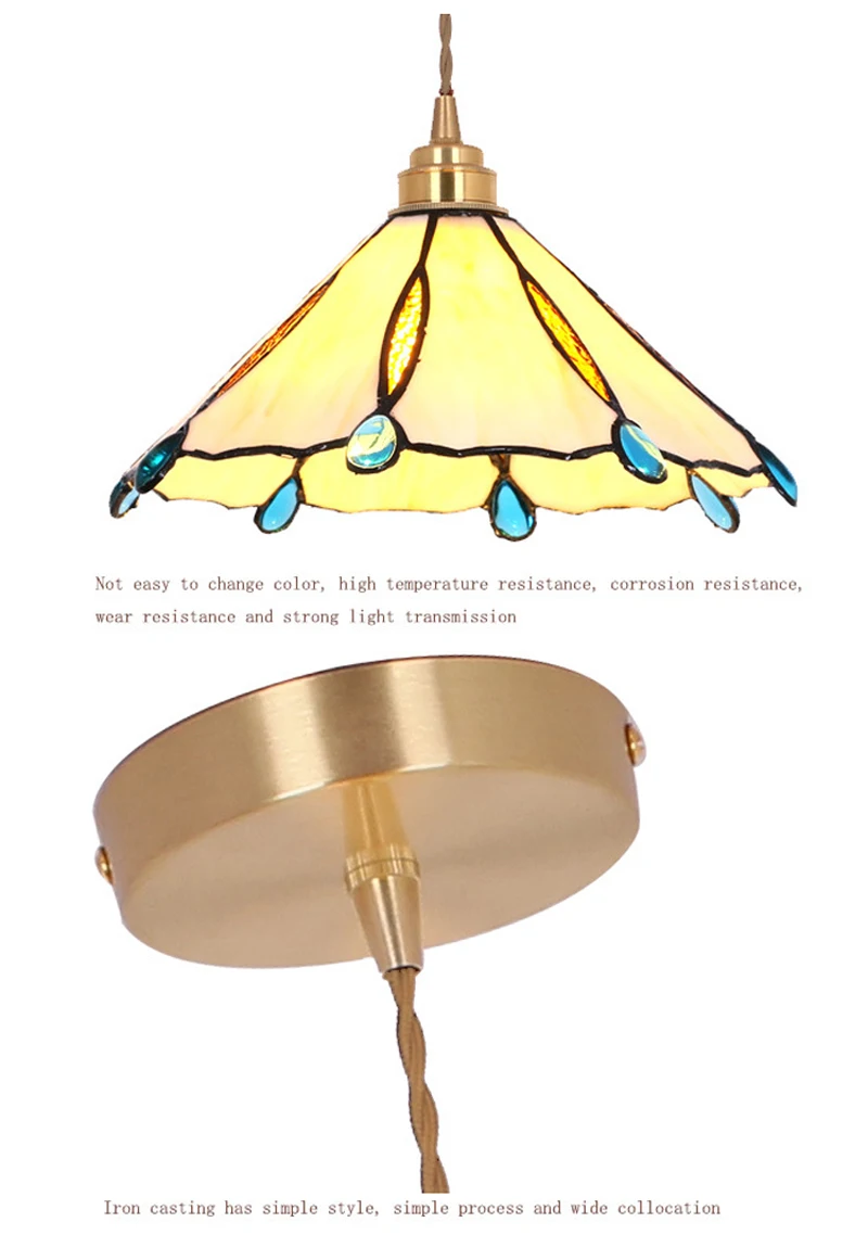 Home Decoration Vintage Pendant Lights Tiffany Glass Hanging Lamp Kitchen Island Light Living Room Dining Suspension Luminaire