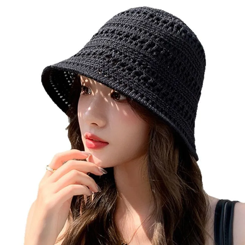 Ladies Hollow out Dome Bucket Hat - Lightweight Breathable Sun Protection for Summer, Daily Outdoor Beach Travel