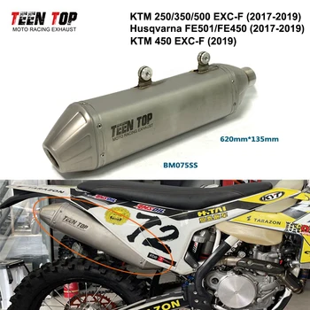 Offroad Bike Exhaust For KTM 250 / 350 / 450 / 500 EXC-F Steel Motorcycle Exhaust For Husqvarna FE501 FE450 2017-2019