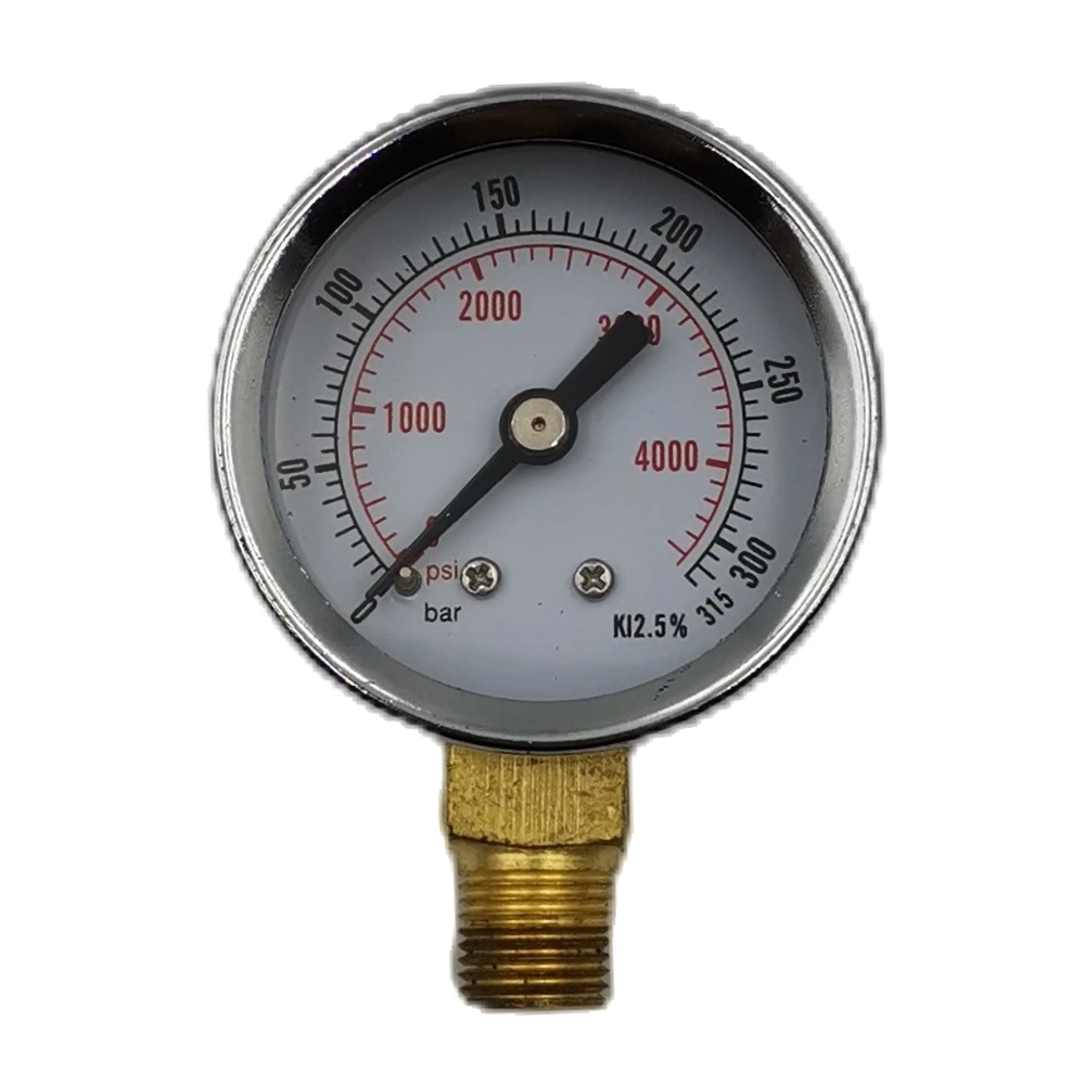 1/8'' NPT 40mm Diameter Air Gas Manometer High Pressure Gauge 315Bar 4500PSI For Pumps And Valves