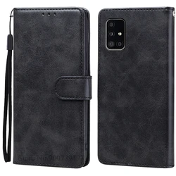 Luxury Leather Wallet Flip Case for Samsung Galaxy A51/A71 (Black)