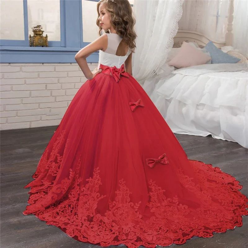 

Girls Wedding Vestido Lace Long Prom Gowns Bridesmaid Kids Dresses For Girls Teens Girl Party Dress Kids ​Princess Evening Forma