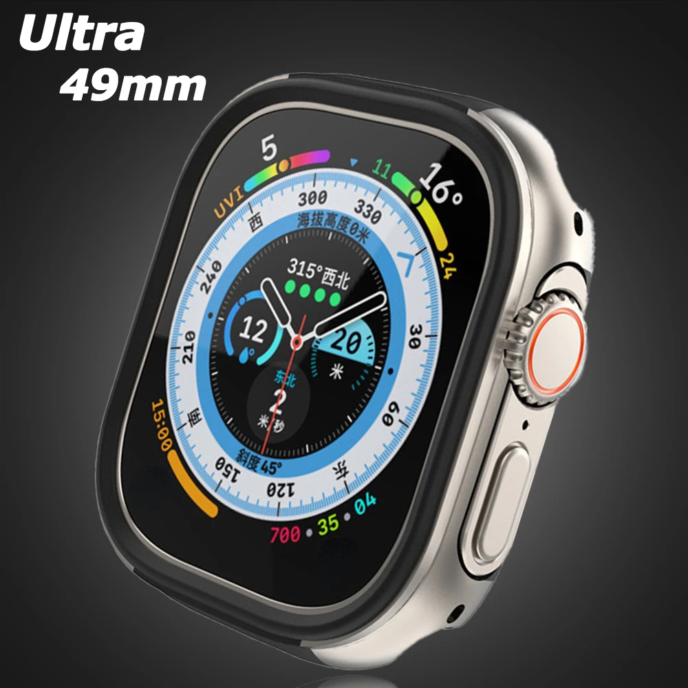 

Titanium Color Protector Case For Apple Watch Ultra2 49mm Protection Luxury Alloy Metal Cover For iWatch Series 49MM Accessories