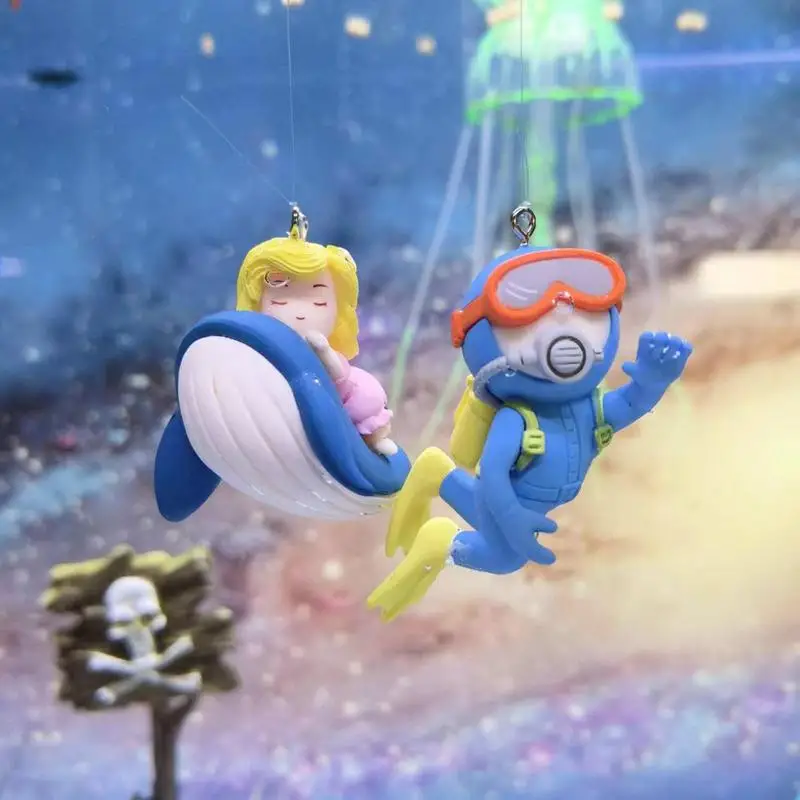 Fish Tank Diver Decorations Fish Aquarium Diver Ornaments Mini Simulato Floating Frogman Kawaii Figure In Miniatura Per Pesce