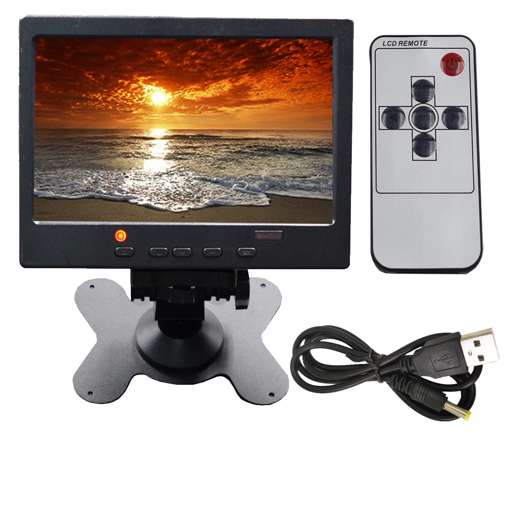 1024*600 7 inch LCD HD PC Monitor Mini TV Computer Display 2 Channel Video Input Portable Security Monitor With Speaker HDMI VGA led display module portable led display
