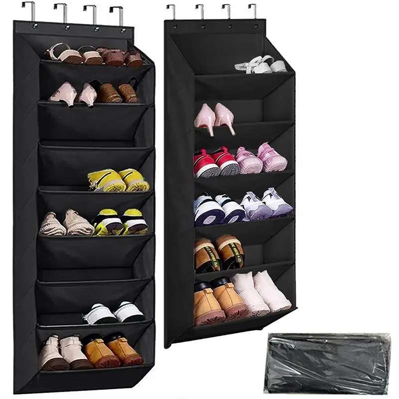 Multi-pockets Wall Storage Bag Large Over Door Hanging Shoe Organiser Behind Doors With 4 Metal Hooks Shoes Rack Storage Bags