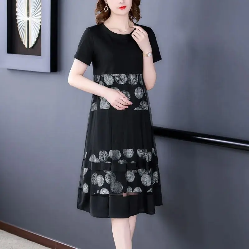 Spring-Summer-Fashion-Round-Neck-Short-Sleeve-Casual-Versatile-Print ...