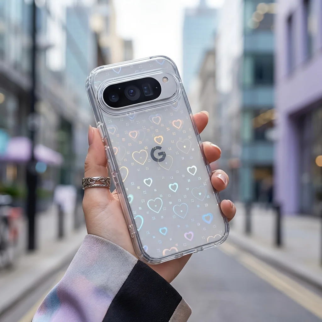Laser Colorful Transparent Love Design Phone Case - Small Protective Cover