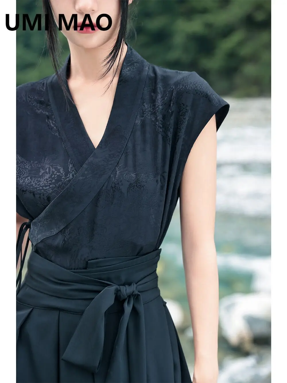 Топ женский с перекрестным вырезом, свободный жаккардовый короткий топ в стиле ретро, с темным переплетением, ханьфу, в китайском стиле, лето