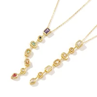 Collier en laiton pour femmes, nouvelle mode, chaîne de câble à maillons couleur or, Long pompon, pendentif en zircone cubique, bijoux de fête, 1 pièce 6