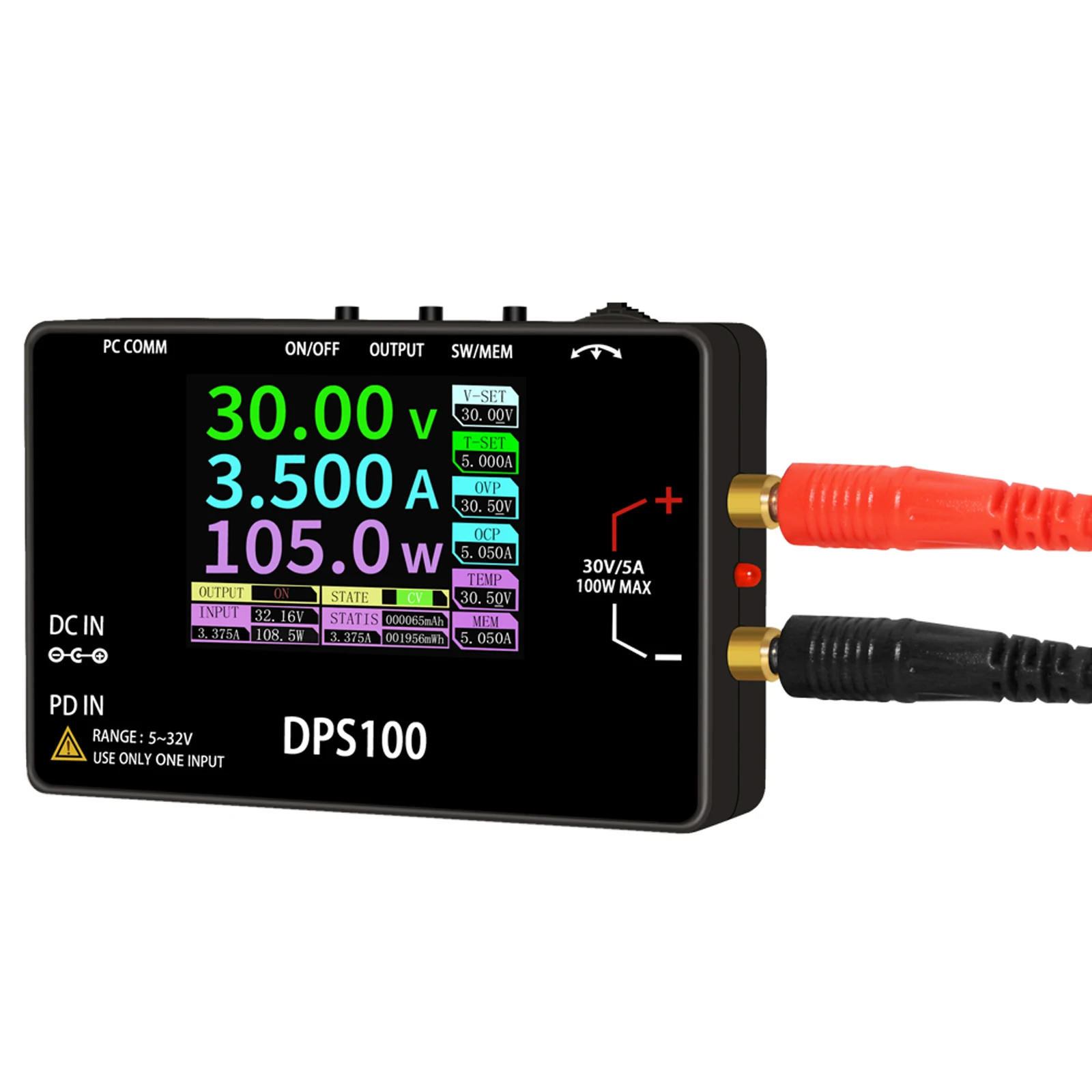 DPS100 Pocket Laboratory DC Power Supply 30V 5A 100W Pocket Size Bench Switching Programmable Voltage Regulator Power Supply